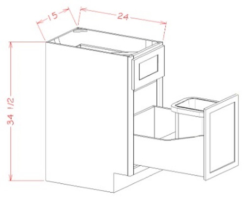 U.S. Cabinet Depot - Oxford Toffee - Trash Can Pullout Base Kits - OT-B15TCPO