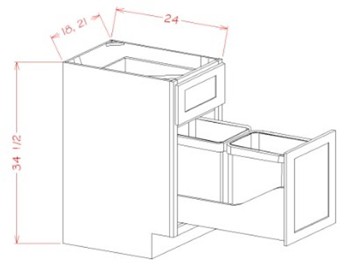 U.S. Cabinet Depot - Oxford Toffee - Trash Can Pullout Base Kits - OT-B21TCPO