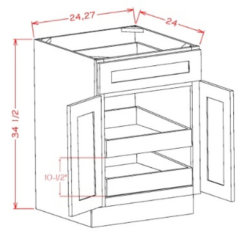 U.S. Cabinet Depot - Oxford Toffee - Double Door Double Rollout Shelf Base Cabinet - OT-B242RS