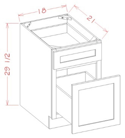 U.S. Cabinet Depot - Oxford Toffee - Drawer File Base Cabinet - OT-DFB18