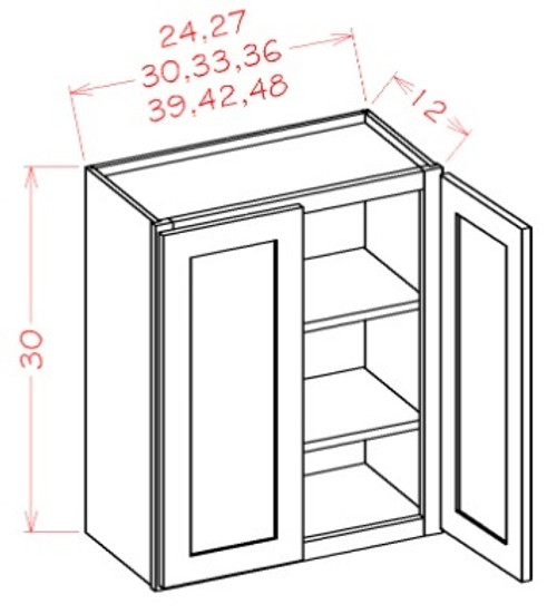 U.S. Cabinet Depot - Oxford Toffee - 30" High Wall Cabinets-Double Door - OT-W2730