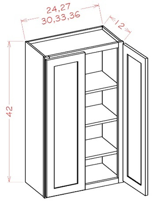 U.S. Cabinet Depot - Oxford Toffee - 42" High Wall Cabinets-Double Door - OT-W3642