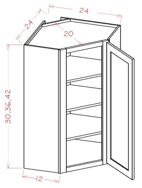 U.S. Cabinet Depot - Oxford Toffee - Diagonal Corner Wall Cabinets - OT-DCW2430