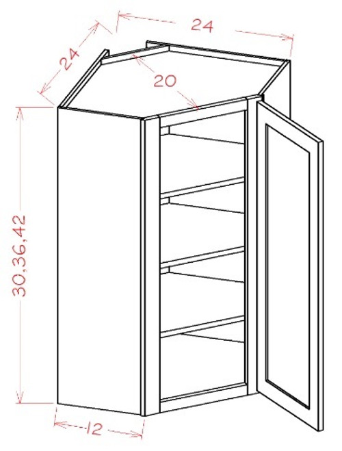 U.S. Cabinet Depot - Oxford Toffee - Diagonal Corner Wall Cabinets - OT-DCW2436