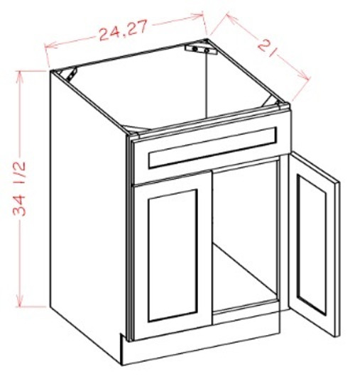 U.S. Cabinet Depot - Oxford Toffee - Vanity Sink Base Cabinet-Double Door Single Drawer Front - OT-VS27