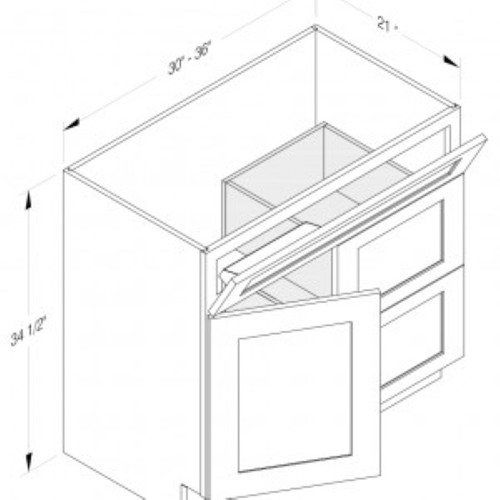 Cab-Tec Shaker White Bath Cabinet - SW-VSD3621R