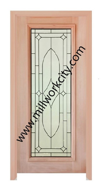 Prestige Entries - Slab Only - Full Lite with Decorative Glass 1 Lite Single Square Decorative Insulated Glass 1 3/4" x 3'0" W x 6'8" H Mahogany Slab Only