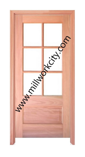Prestige Entries - Slab Only - 6 Lite 1 Panel Single Square Beveled or Flemish Insulated Glass 1 3/4" x 3'0" W x 6'8" H Mahogany Slab Only
