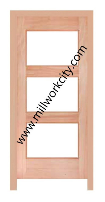 Prestige Entries - Slab Only - 3 Lite Square Top Modern TDL  Pattern Insulated Glass 1 3/4" x 3'0 W x 6'8 H Mahogany Slab Only