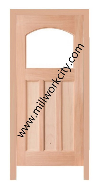 Prestige Entries - Slab Only - Craftsman Top Rail Arch 1 Lite 3 Panel Single Square Beveled or Flemish Insulated Glass 1 3/4" x 3'0" W x 6'8" H Mahogany Slab Only