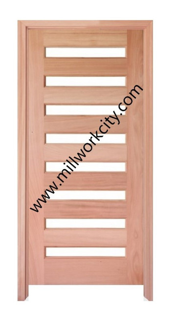 Prestige Entries - Slab Only - 8 Lite Square Top Modern TDL  Pattern Insulated Glass 1 3/4" x 3'0 W x 6'8 H Mahogany Slab Only