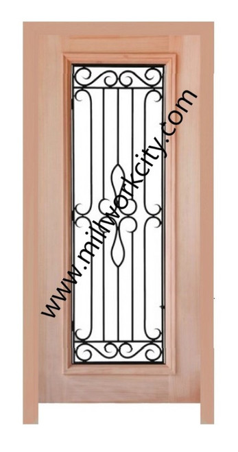 Prestige Entries - Slab Only - Full Lite with Grille and Glass 1 Lite 1 Panel Single Square Cotswold Insulated Glass 1 3/4" x 3'0" W x 8'0" H Mahogany Slab Only