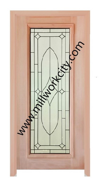 Prestige Entries - Slab Only - Full Lite with Decorative Glass 1 Lite Double Square Decorative Insulated Glass 1 3/4" x 6'0" W x 6'8" H Mahogany Slab Only