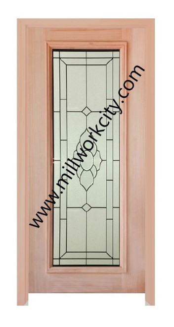 Prestige Entries - Slab Only - Full Lite with Decorative Glass 1 Lite Double Square Decorative Insulated Glass 1 3/4" x 6'0" W x 6'8" H Mahogany Slab Only