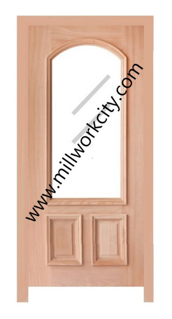 Prestige Entries - Slab Only - 2/3 Lite Arch Top Rail 1 Lite 2 Panel Double Square Beveled or Flemish Insulated Glass 1 3/4" x 6'0" W x 6'8" H Mahogany Slab Only