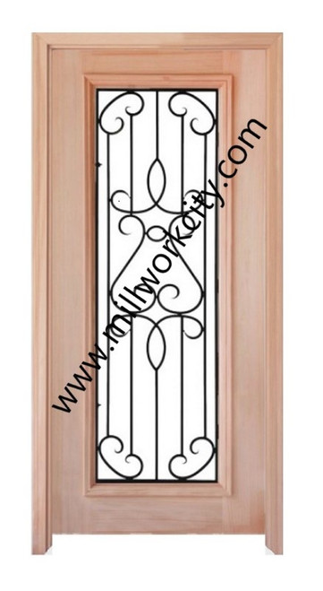 Prestige Entries - Slab Only - Full Lite with Grille and Glass 1 Lite Double Square Bevel Insulated Glass 1 3/4" x 6'0" W x 6'8" H Mahogany Slab Only