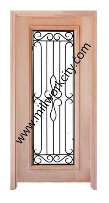 Prestige Entries - Slab Only - Full Lite with Grille and Glass 1 Lite 1 Panel Double Square Aquatex Insulated Glass 1 3/4" x 6'0" W x 8'0" H Mahogany Slab Only