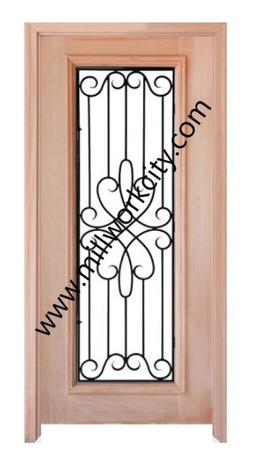 Prestige Entries - Slab Only - Full Lite with Grille and Glass 1 Lite 1 Panel Double Square Reeded Insulated Glass 1 3/4" x 6'0" W x 8'0" H Mahogany Slab Only
