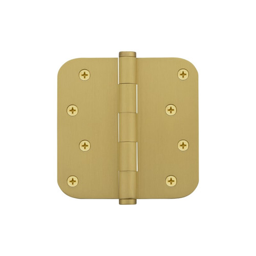 Viaggio Circolo 4" Button Tip Residential Hinge with 5/8" Radius Corners in Satin Brass - 602850-CLOCLO-SB-RES