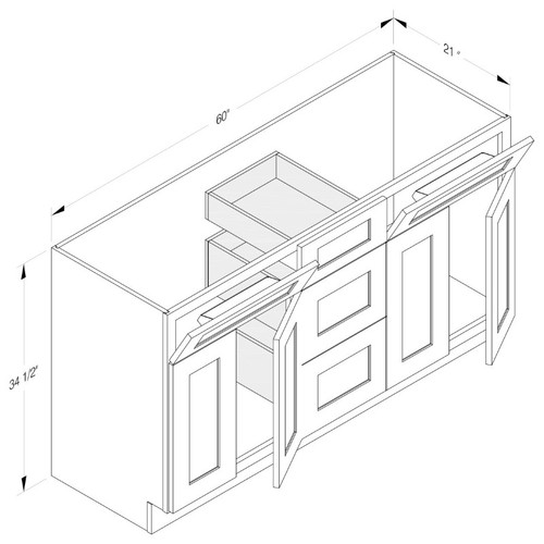 Cab-Tec Shaker Iron Bath Cabinet - SI-VCD6021