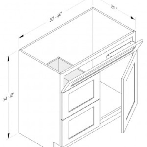 Cab-Tec Shaker Iron Bath Cabinet - SI-VSD3021L