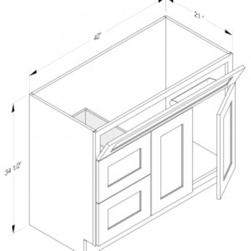 Cab-Tec Shaker Dove Bath Cabinet - SD-VSD4221R