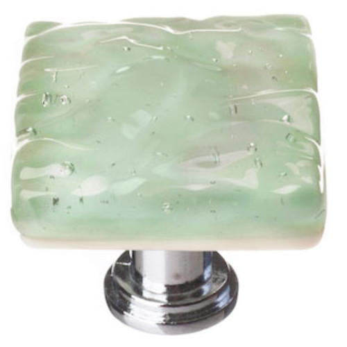 Sietto Hardware - Glacier Collection - Spruce Green Base Knob - Polished Chrome - K-201