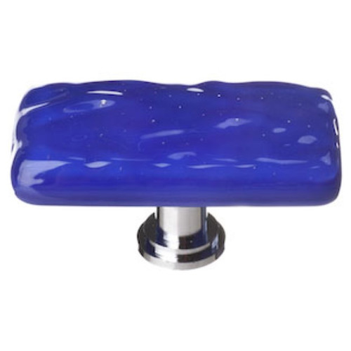 Sietto Hardware - Glacier Collection - Deep Cobalt Blue Long Base Knob - Satin Nickel - LK-221