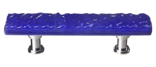 Sietto Hardware - Glacier Collection - Deep Cobalt Blue Base Pull 3" (c-c) - Polished Chrome - P-221