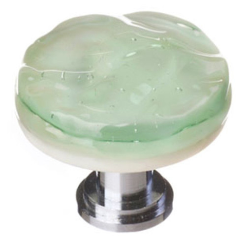 Sietto Hardware - Glacier Collection - Spruce Green Round Base Knob - Polished Chrome - R-201