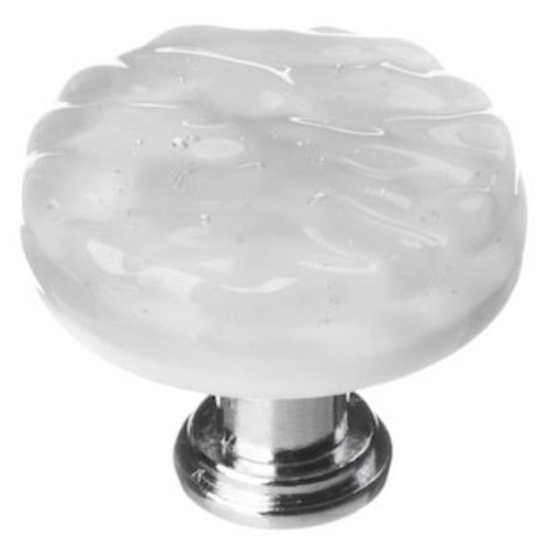 Sietto Hardware - Glacier Collection - Blue-Grey Round Base Knob - Polished Chrome - R-204