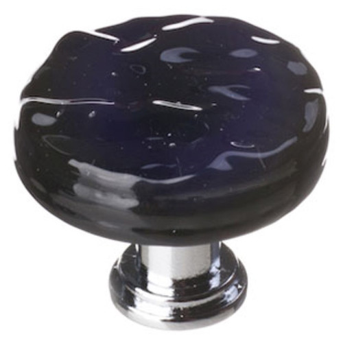 Sietto Hardware - Glacier Collection - Black Round Base Knob - Polished Chrome - R-213