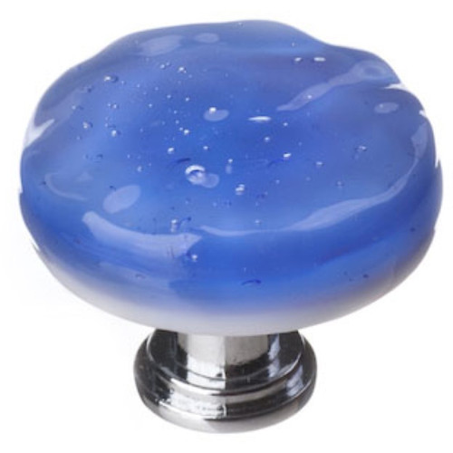 Sietto Hardware - Glacier Collection - Sky Blue Round Base Knob - Polished Chrome - R-219