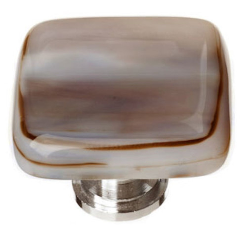 Sietto Hardware - Cirrus Collection - White with Brown Base Knob - Satin Nickel - K-305