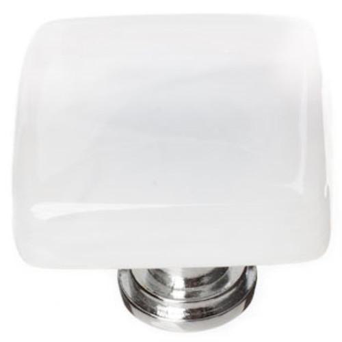 Sietto Hardware - Cirrus Collection - White Base Knob - Satin Nickel - K-400