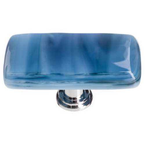 Sietto Hardware - Cirrus Collection - Marine Blue Long Base Knob - Polished Chrome - LK-303