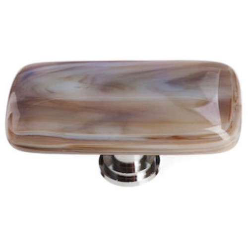 Sietto Hardware - Cirrus Collection - White with Brown Long Base Knob - Polished Chrome - LK-305