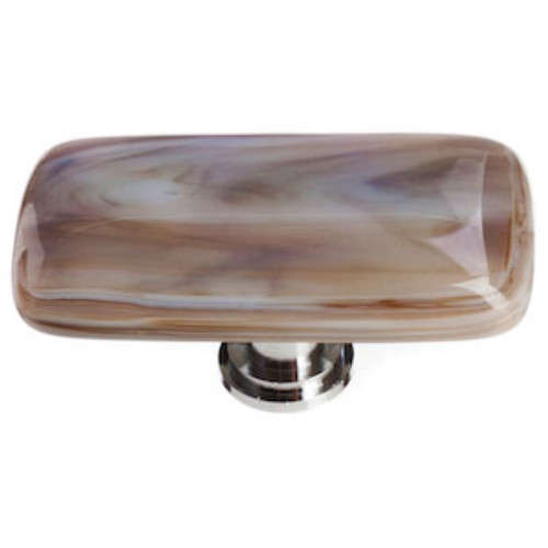 Sietto Hardware - Cirrus Collection - White with Brown Long Base Knob - Satin Nickel - LK-305