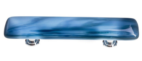 Sietto Hardware - Cirrus Collection - Marine Blue Base Pull 3" (c-c) - Polished Chrome - P-303