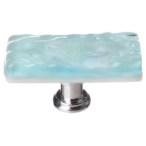 Sietto Hardware - Skinny Glacier Collection - Light Aqua Long Base Knob - Polished Chrome - SLK-208