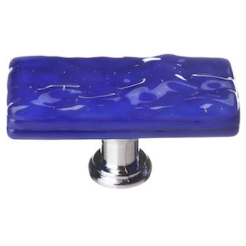 Sietto Hardware - Skinny Glacier Collection - Deep Cobalt Blue Long Base Knob - Polished Chrome - SLK-221