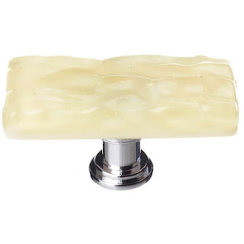 Sietto Hardware - Skinny Glacier Collection - Pale Yellow Long Base Knob - Polished Chrome - SLK-222