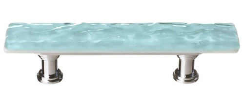 Sietto Hardware - Skinny Glacier Collection - Light Aqua Base Pull 3" (c-c) - Polished Chrome - SP-208