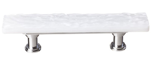 Sietto Hardware - Skinny Glacier Collection - White Base Pull 3" (c-c) - Polished Chrome - SP-212