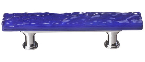 Sietto Hardware - Skinny Glacier Collection - Deep Cobalt Blue Base Pull 3" (c-c) - Polished Chrome - SP-221