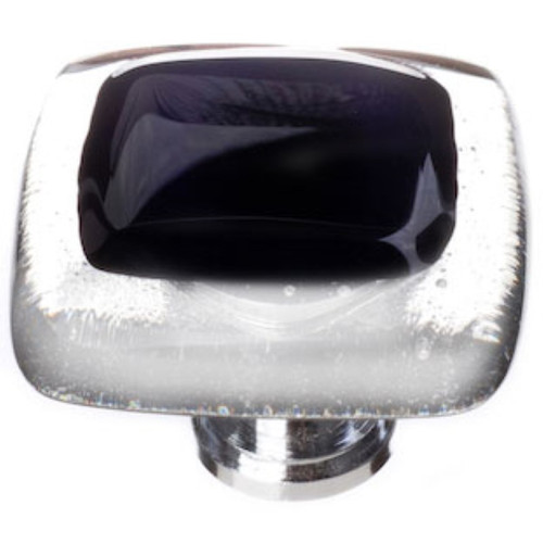 Sietto Hardware - Reflective Collection - Black Base Knob - Satin Nickel - K-700