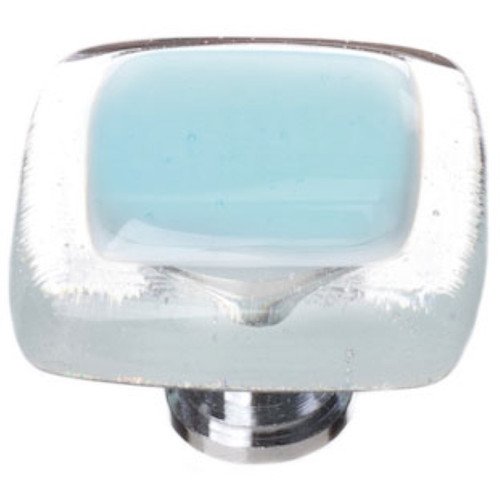 Sietto Hardware - Reflective Collection - Light Aqua Base Knob - Polished Chrome - K-702