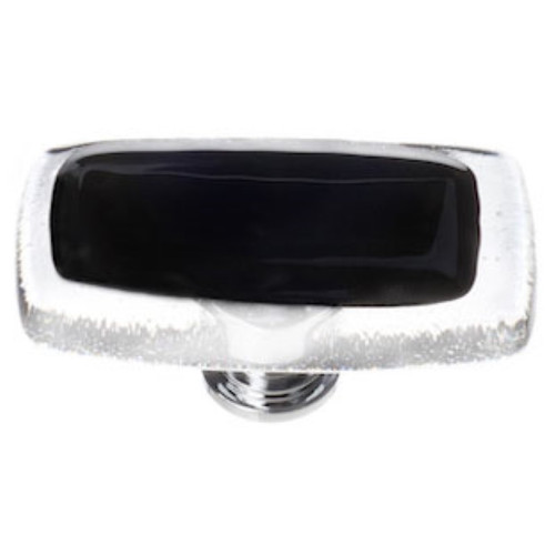 Sietto Hardware - Reflective Collection - Black Long Base Knob - Polished Chrome - LK-700