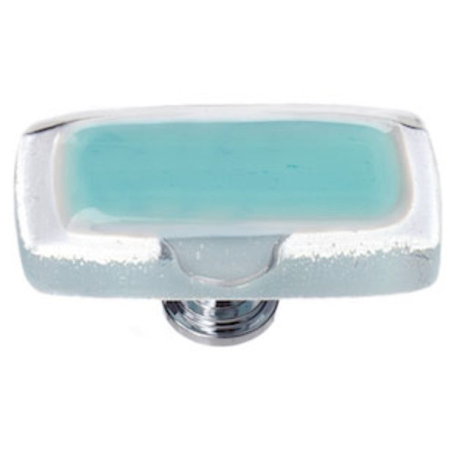 Sietto Hardware - Reflective Collection - Aqua Long Base Knob - Satin Nickel - LK-708