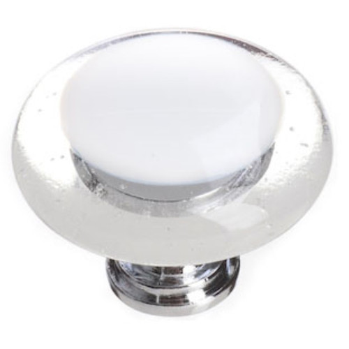 Sietto Hardware - Reflective Collection - White Round Base Knob - Polished Chrome - R-701